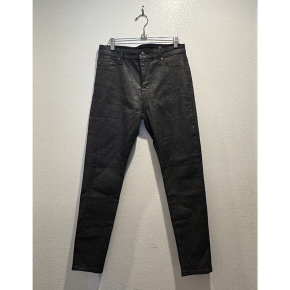 AG Adriano Goldschmied Size 29 Farrah Skinny Ankle Jeans Black Silver Shimmer - Picture 1 of 8